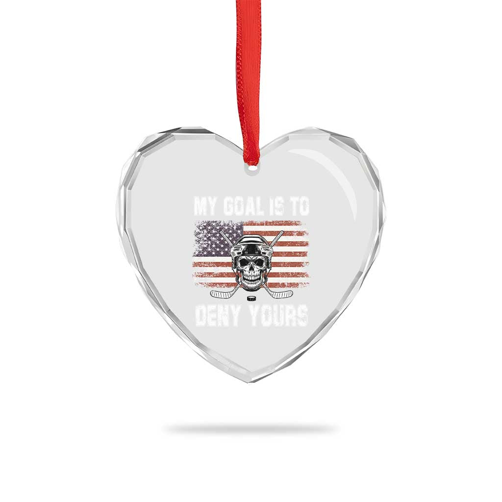 USA Flag Hockey Skull Heart Crystal Glass Ornament My Goal Is To Deny Yours TS02 Print Your Wear