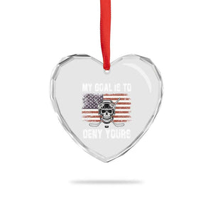 USA Flag Hockey Skull Heart Crystal Glass Ornament My Goal Is To Deny Yours TS02 Print Your Wear