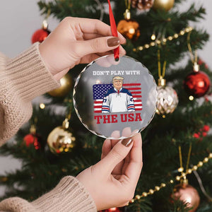 USA Flag Hockey Trump Crystal Glass Ornament Don't Play With The USA - Print Your Wear