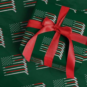 USA Flag Hockey Wrapping Paper Roll Patriotic Hockey Stick American Flags TS02 Green Print Your Wear