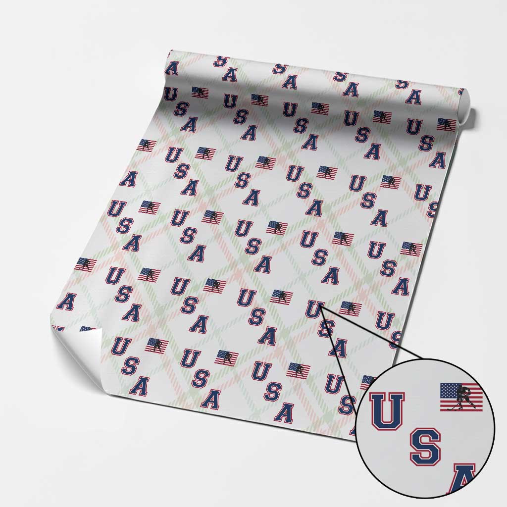 USA Flag Hockey Wrapping Paper Roll Patriotic Ice Hockey Team Fan Vintage Throwback TS02 Christmas Plaid Print Your Wear