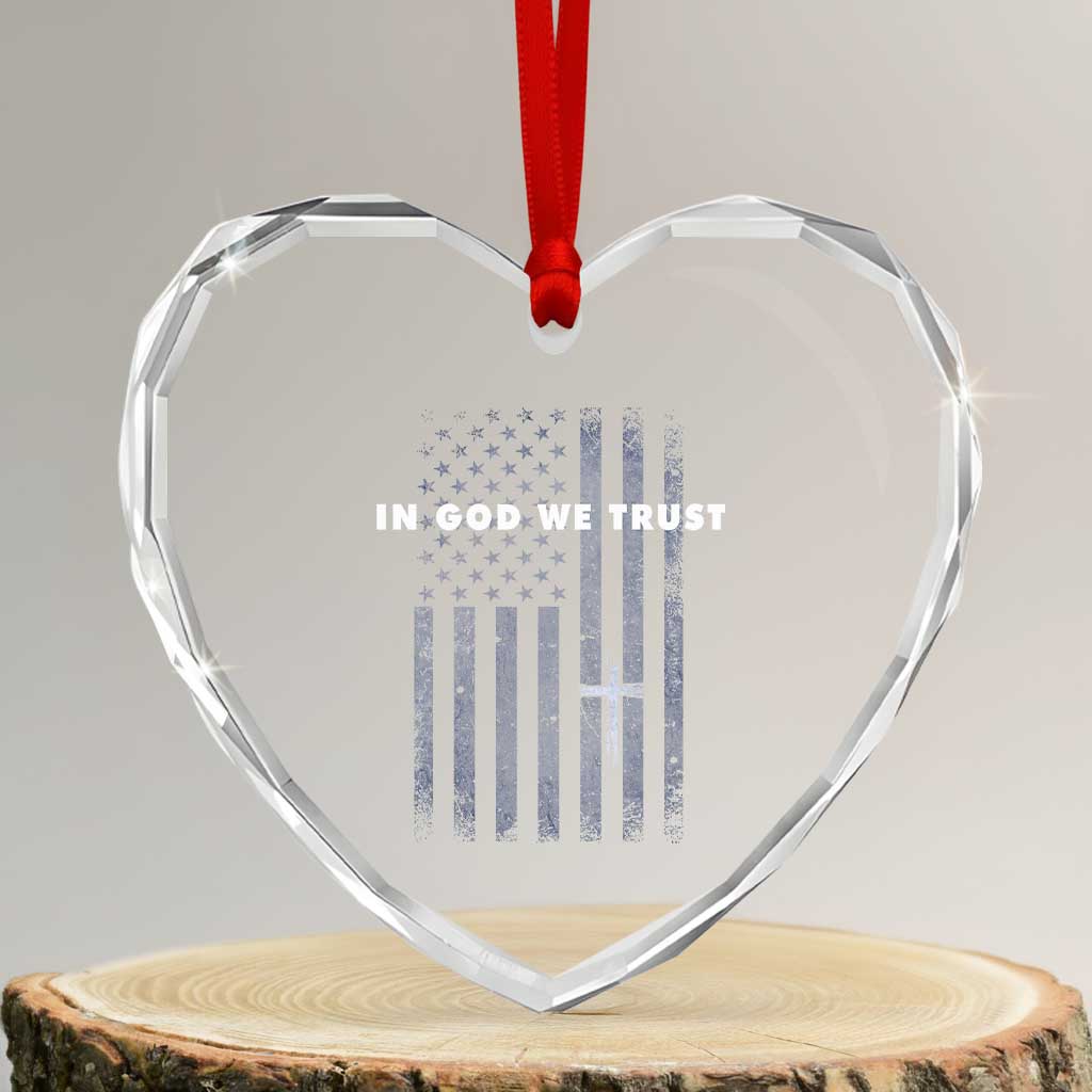 USA Flag Religious Quote Heart Crystal Glass Ornament In God We Trust American Patriotic Faith 4th of July Cross TS10 Transparent Glass 3'' Heart Print Your Wear