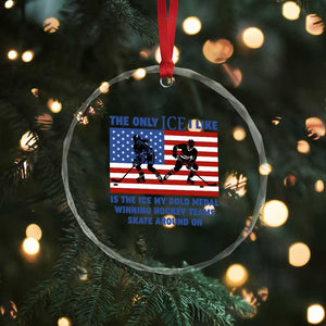 USA Gold Medal Hockey Patriotic American Flag Crystal Glass Ornament The Only Ice I Like Champions TS02 Print Your Wear