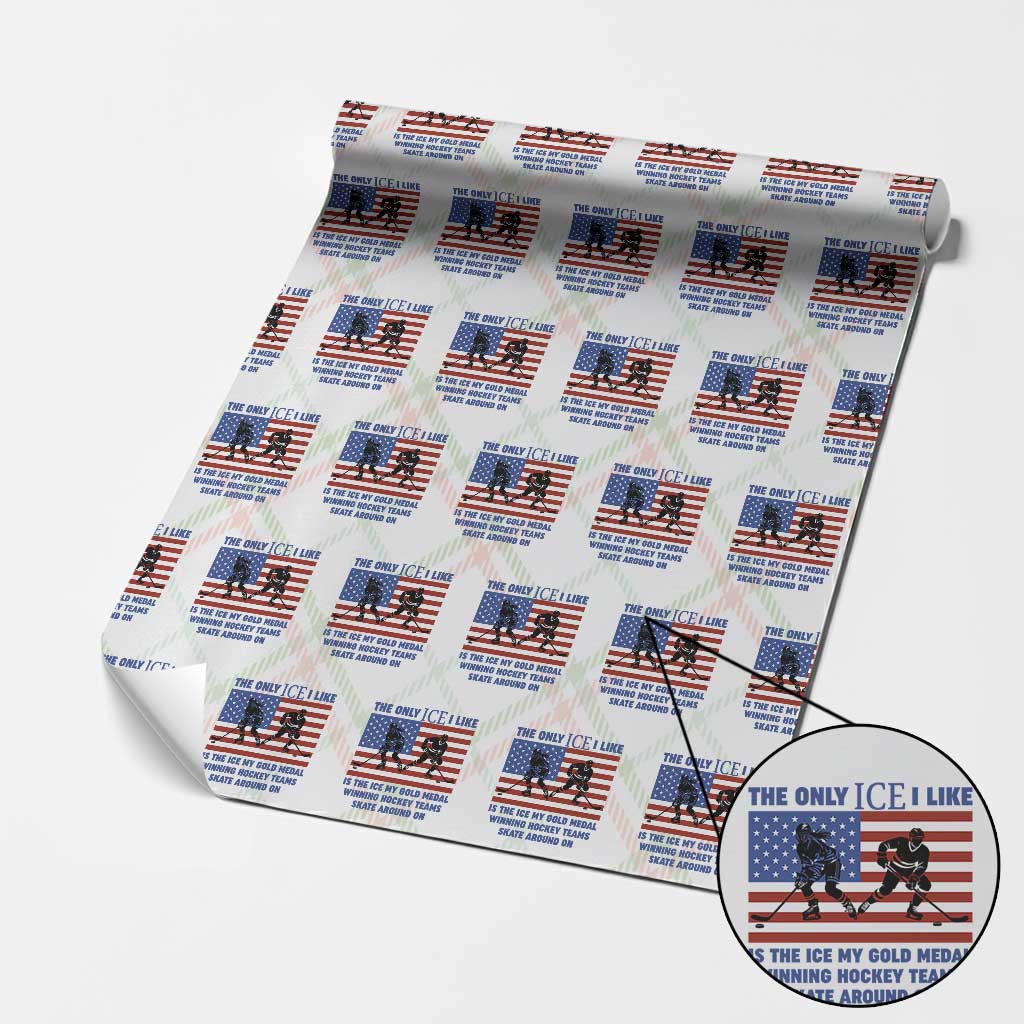 USA Gold Medal Hockey Patriotic American Flag Wrapping Paper Roll The Only Ice I Like Champions TS02 Christmas Plaid Print Your Wear