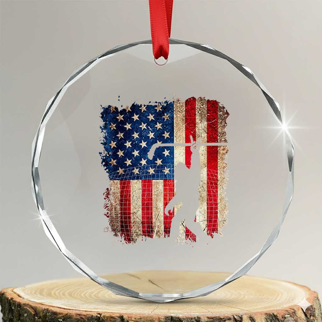 USA Hockey Bigfoot Crystal Glass Ornament Patriotic Sasquatch American Flag 4th of July TS14 Transparent Glass 3'' Circle Print Your Wear