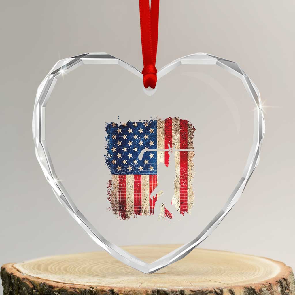 USA Hockey Bigfoot Heart Crystal Glass Ornament Patriotic Sasquatch American Flag 4th of July TS14 Transparent Glass 3'' Heart Print Your Wear