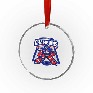USA Ice Hockey Crystal Glass Ornament America Champions Patriotic Ice Hockey Team Fan TS10 Print Your Wear