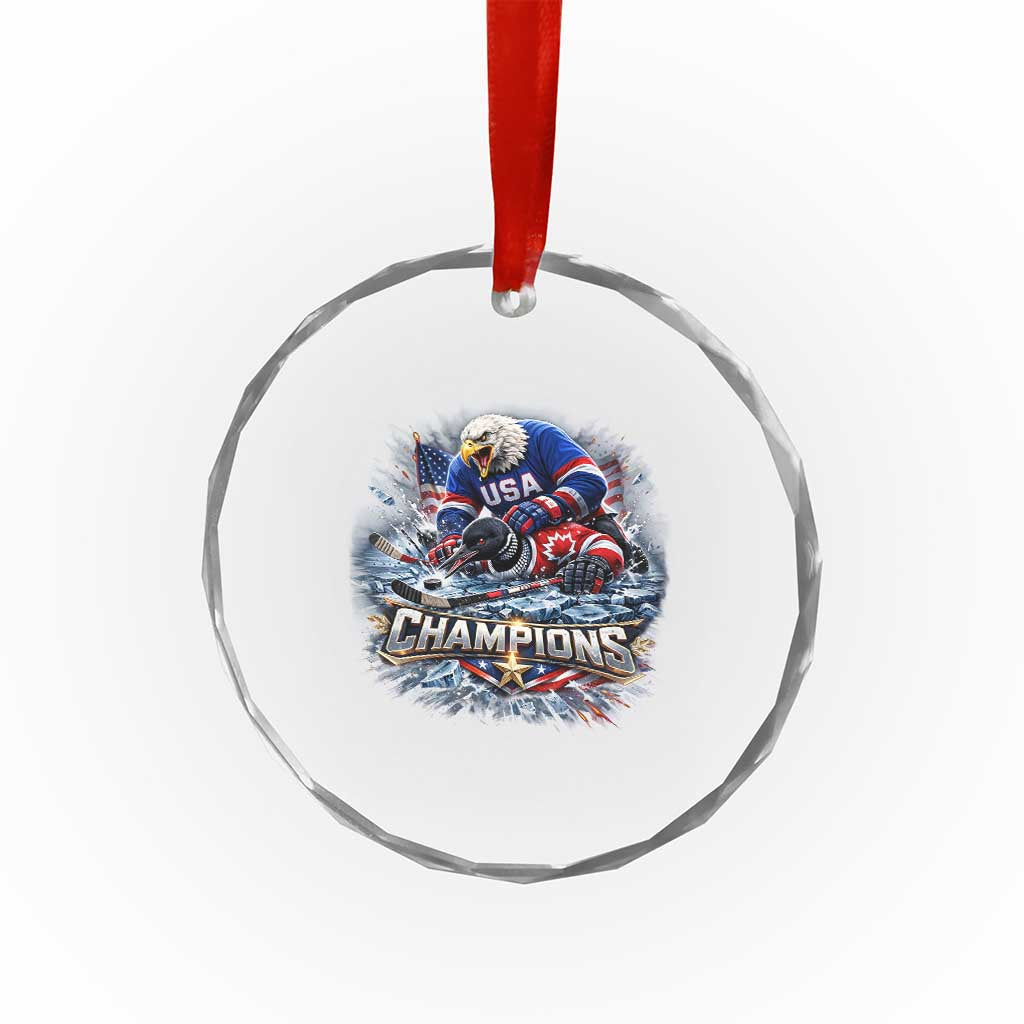 USA Ice Hockey Crystal Glass Ornament Eagle Dominates Canada 2026 Hockey Champions Graphic TS10 Print Your Wear