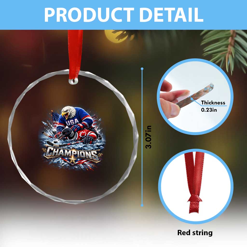 USA Ice Hockey Crystal Glass Ornament Eagle Dominates Canada 2026 Hockey Champions Graphic TS10 Print Your Wear