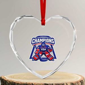 USA Ice Hockey Heart Crystal Glass Ornament America Champions Patriotic Ice Hockey Team Fan TS10 Transparent Glass 3'' Heart Print Your Wear