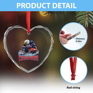 USA Ice Hockey Heart Crystal Glass Ornament Eagle Dominates Canada 2026 Hockey Champions TS10 Print Your Wear