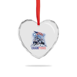 USA Ice Hockey Heart Crystal Glass Ornament Hockey Champions 2026 USA Players Raising Flag On Ice TS10 Print Your Wear