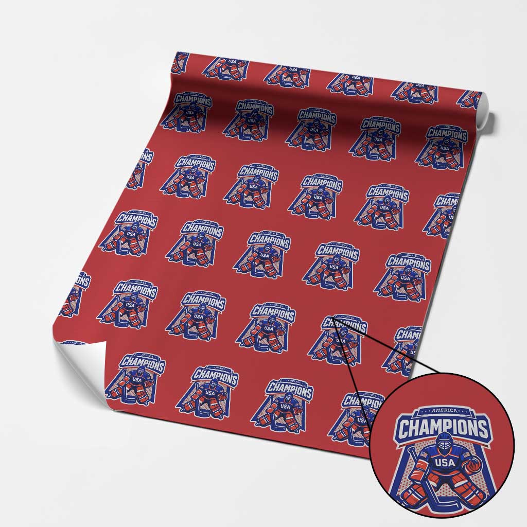 USA Ice Hockey Wrapping Paper Roll America Champions Patriotic Ice Hockey Team Fan TS10 Red Print Your Wear