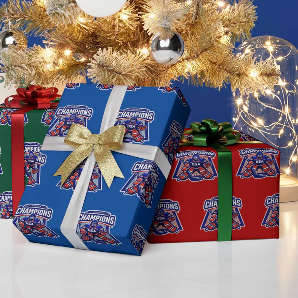 USA Ice Hockey Wrapping Paper Roll America Champions Patriotic Ice Hockey Team Fan TS10 Print Your Wear
