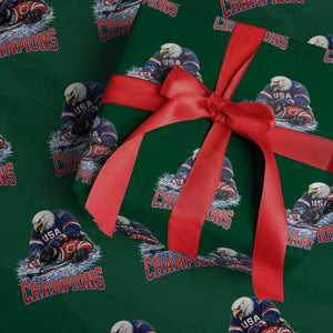 USA Ice Hockey Wrapping Paper Roll Eagle Dominates Canada 2026 Hockey Champions TS10 Green Print Your Wear
