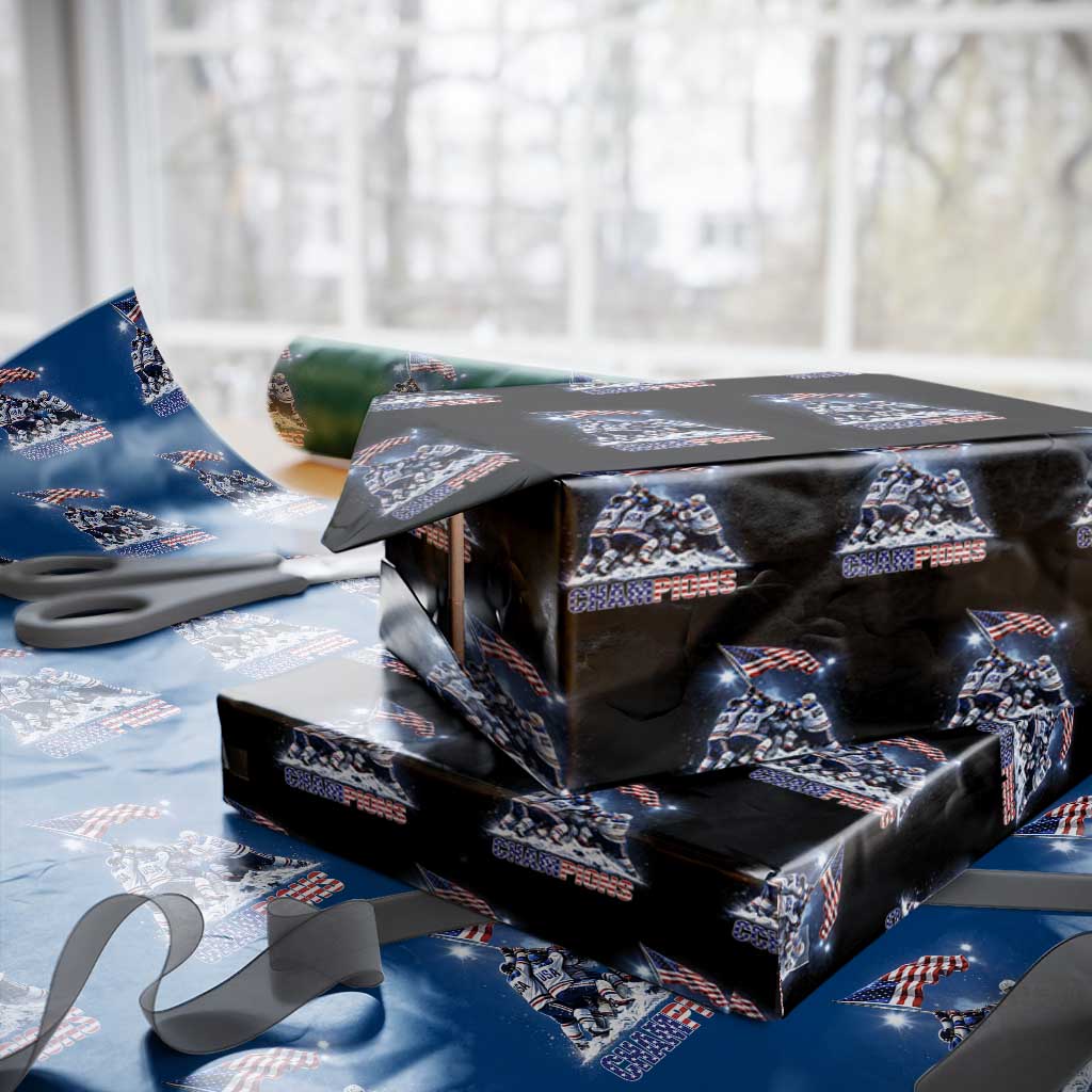 USA Ice Hockey Wrapping Paper Roll Hockey Champions 2026 USA Players Raising Flag On Ice TS10 Black Print Your Wear