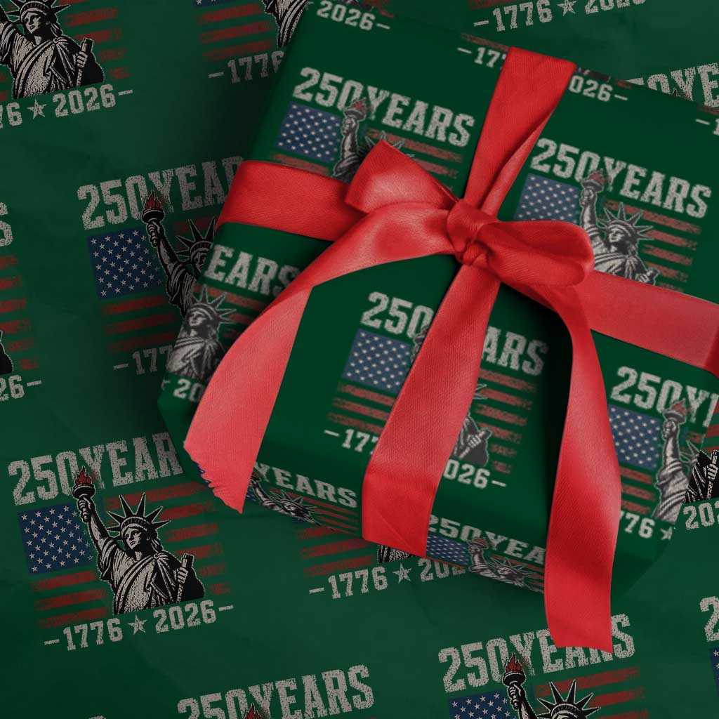 USA Independence 250th Anniversary Wrapping Paper Roll Patriotic Lady Liberty American Flag 250 Years 1776 2026 TS10 Green Print Your Wear