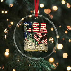 USA Legacy of Freedom Crystal Glass Ornament Patriotic Statue of Liberty Bald Eagle Mount Rushmore Graphic TS02 Print Your Wear
