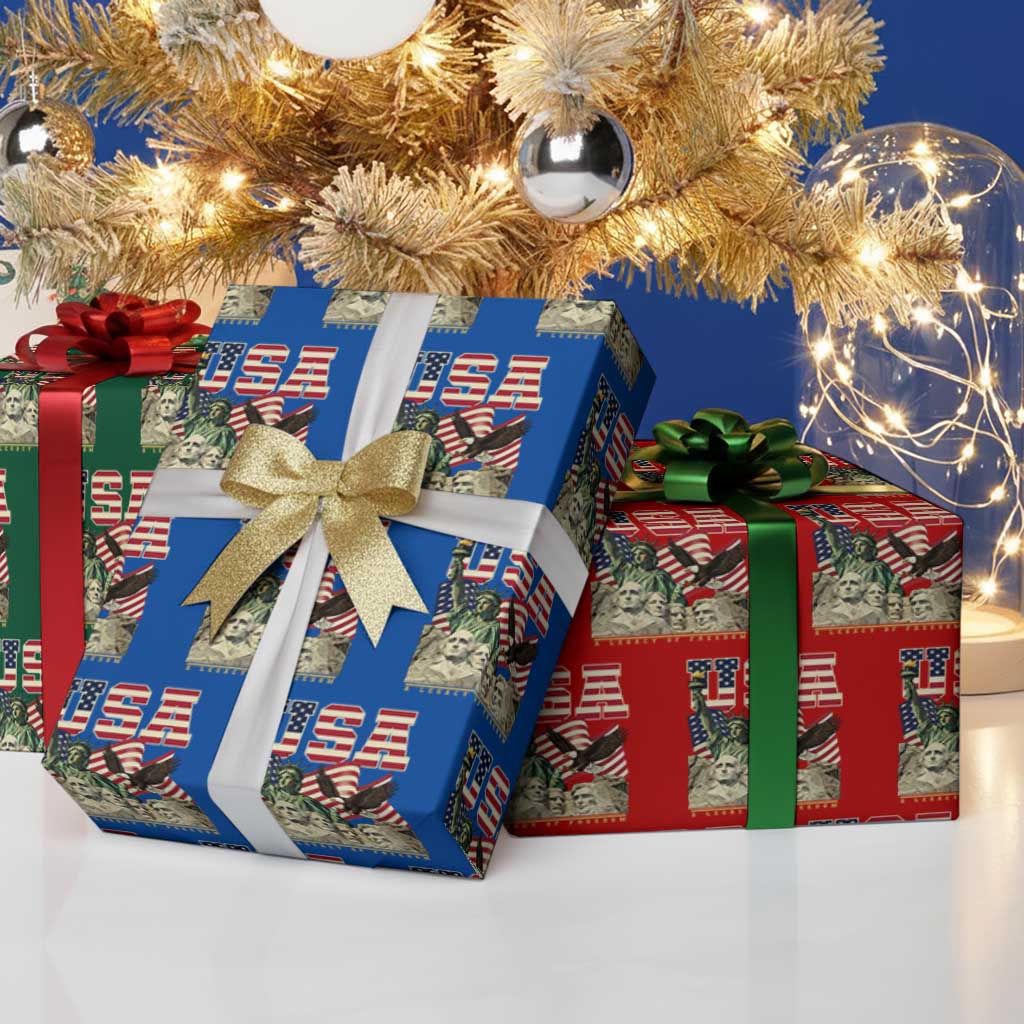 USA Legacy of Freedom Wrapping Paper Roll Patriotic Statue of Liberty Bald Eagle Mount Rushmore Graphic TS02 Print Your Wear