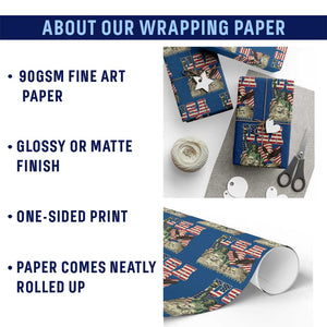 USA Legacy of Freedom Wrapping Paper Roll Patriotic Statue of Liberty Bald Eagle Mount Rushmore Graphic TS02 Print Your Wear
