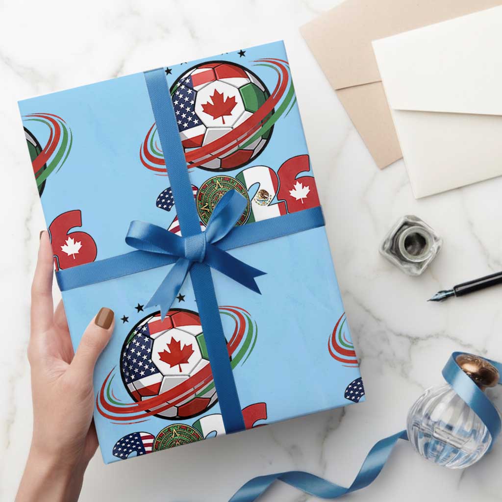 USA Mexico Canada Wrapping Paper Roll 2026 Football Fan Gift TS12 Light Blue Print Your Wear