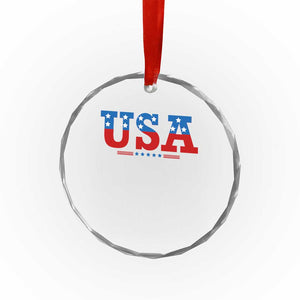 USA Patriotic Crystal Glass Ornament Red White Blue Stars TS02 Print Your Wear
