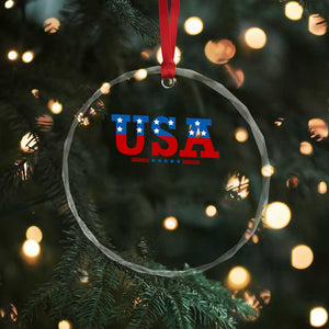 USA Patriotic Crystal Glass Ornament Red White Blue Stars TS02 Print Your Wear