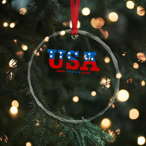 USA Patriotic Crystal Glass Ornament Red White Blue Stars TS02 Print Your Wear