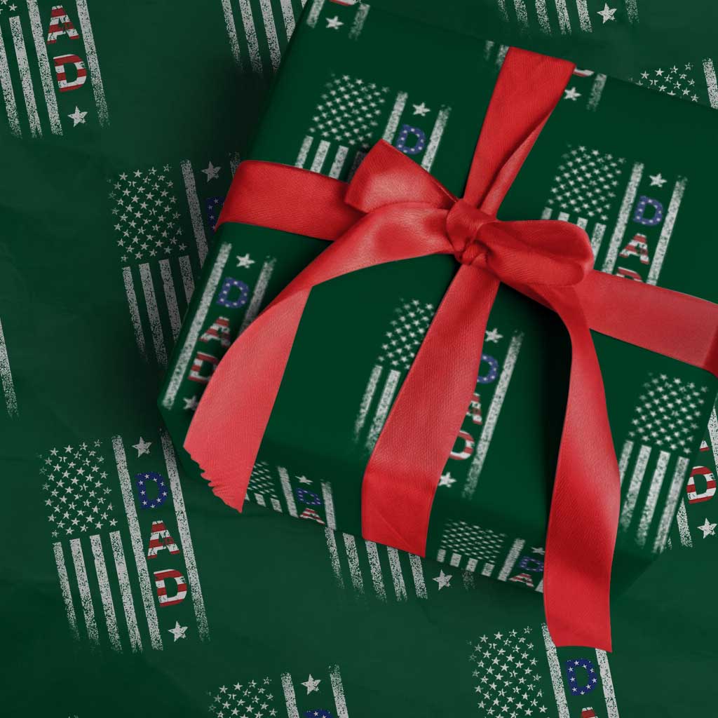 USA Patriotic Dad Wrapping Paper Roll Father's Day American Flag 4th of July TS14 Green Print Your Wear