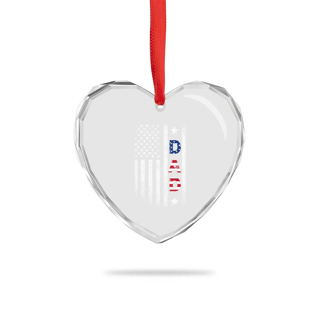 USA Patriotic Dad Heart Crystal Glass Ornament Father's Day American Flag 4th of July TS14 Print Your Wear