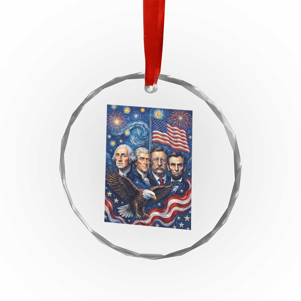 USA Presidents Mount Rushmore Crystal Glass Ornament Starry Night Inspired Art