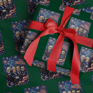 USA Presidents Mount Rushmore Wrapping Paper Roll Starry Night Inspired Art