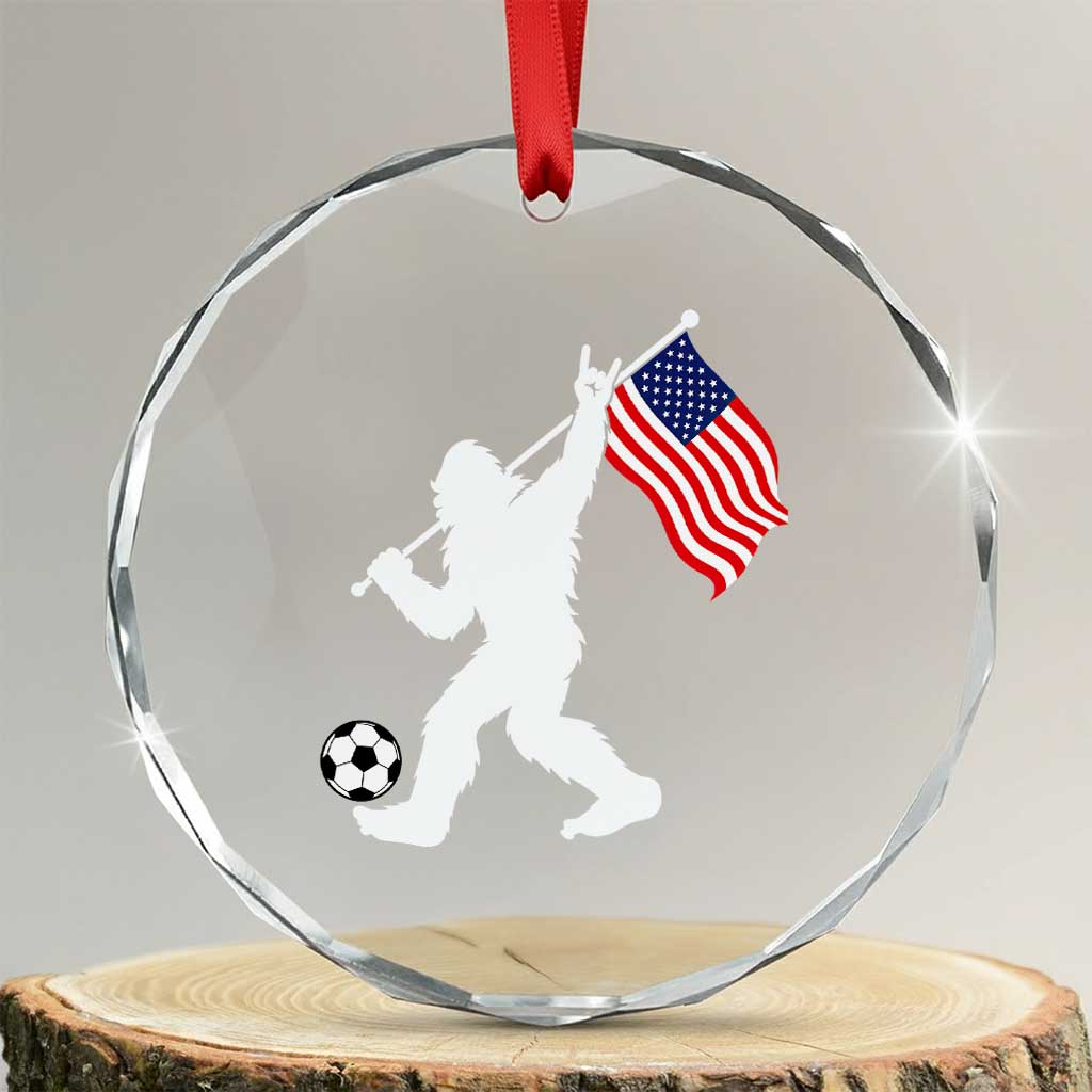 USA Soccer Bigfoot American Flag Fan Crystal Glass Ornament TS14 Transparent Glass 3'' Circle Print Your Wear