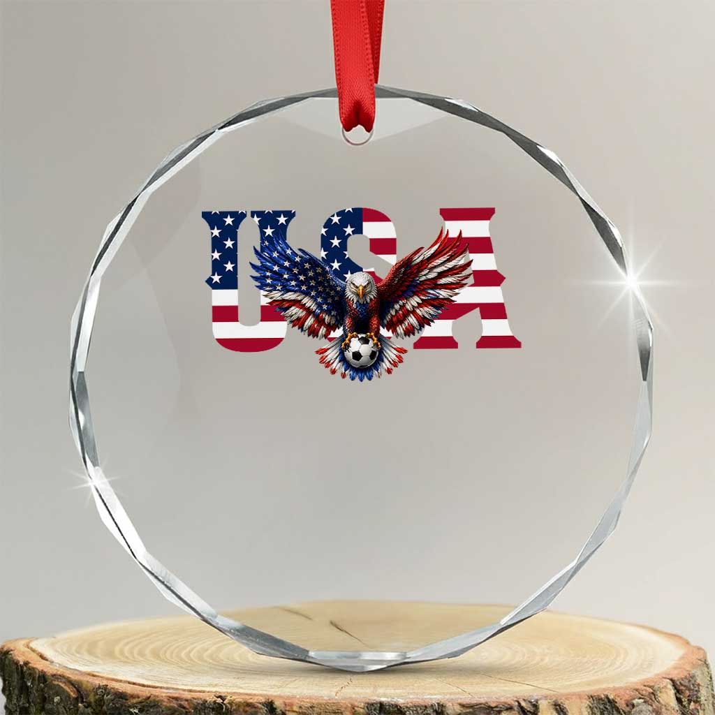 USA Soccer Eagle American Flag Fan Crystal Glass Ornament TS14 Transparent Glass 3'' Circle Print Your Wear