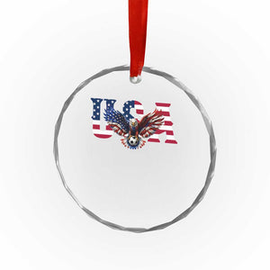 USA Soccer Eagle American Flag Fan Crystal Glass Ornament