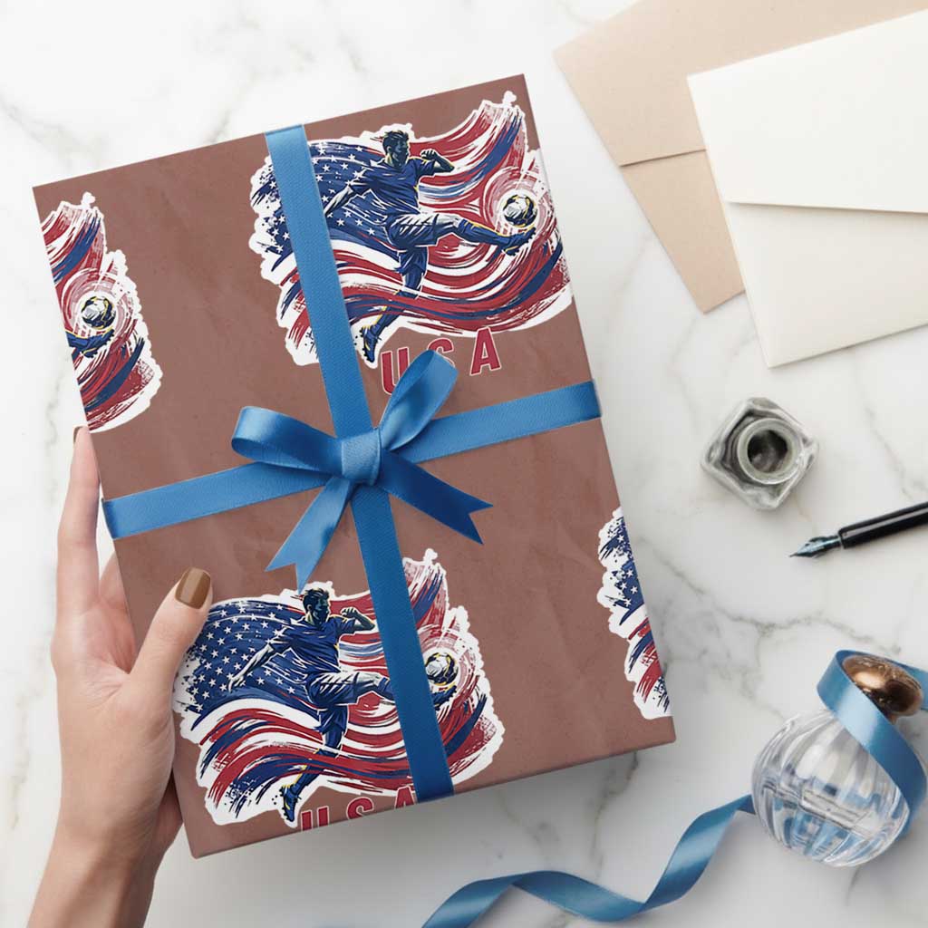 USA Soccer Fan American Flag Wrapping Paper Roll