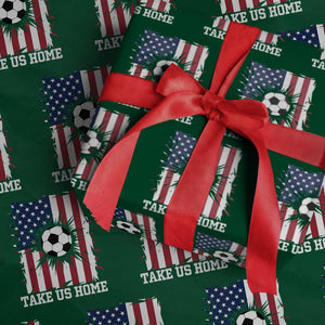 USA Soccer Game Day Wrapping Paper Roll Take Us Home TS12 Green Print Your Wear