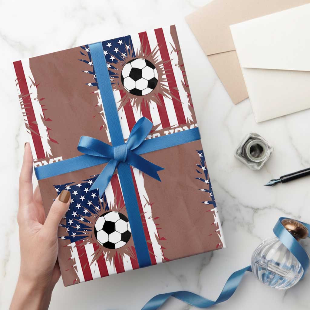 USA Soccer Game Day Wrapping Paper Roll Take Us Home TS12 Mocha Print Your Wear