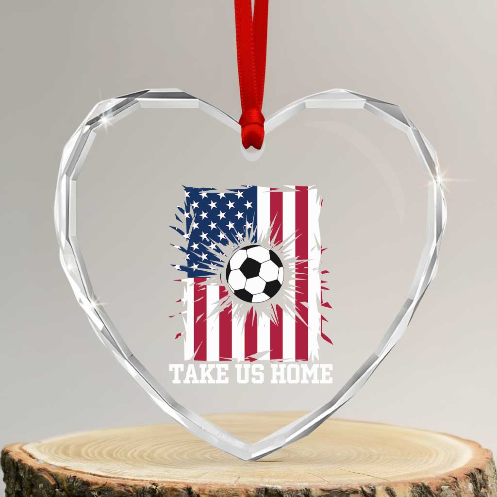 USA Soccer Game Day Heart Crystal Glass Ornament Take Us Home TS12 Transparent Glass 3'' Heart Print Your Wear