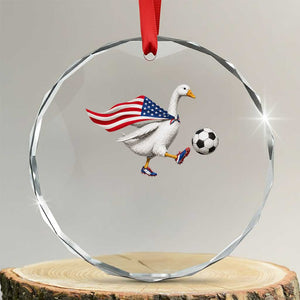 USA Soccer Goose Crystal Glass Ornament American Flag Patriotic Football Fan Graphic