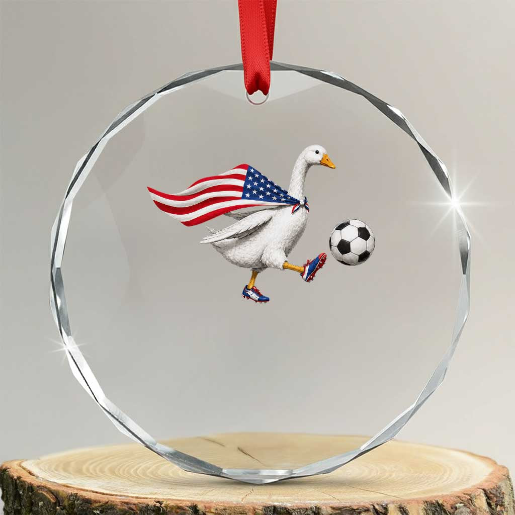 USA Soccer Goose Crystal Glass Ornament American Flag Patriotic Football Fan Graphic TS10 Transparent Glass 3'' Circle Print Your Wear