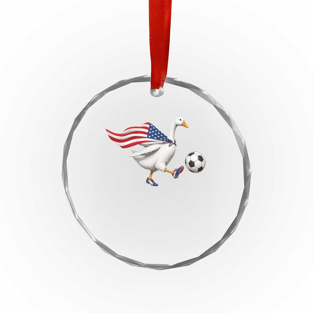 USA Soccer Goose Crystal Glass Ornament American Flag Patriotic Football Fan Graphic