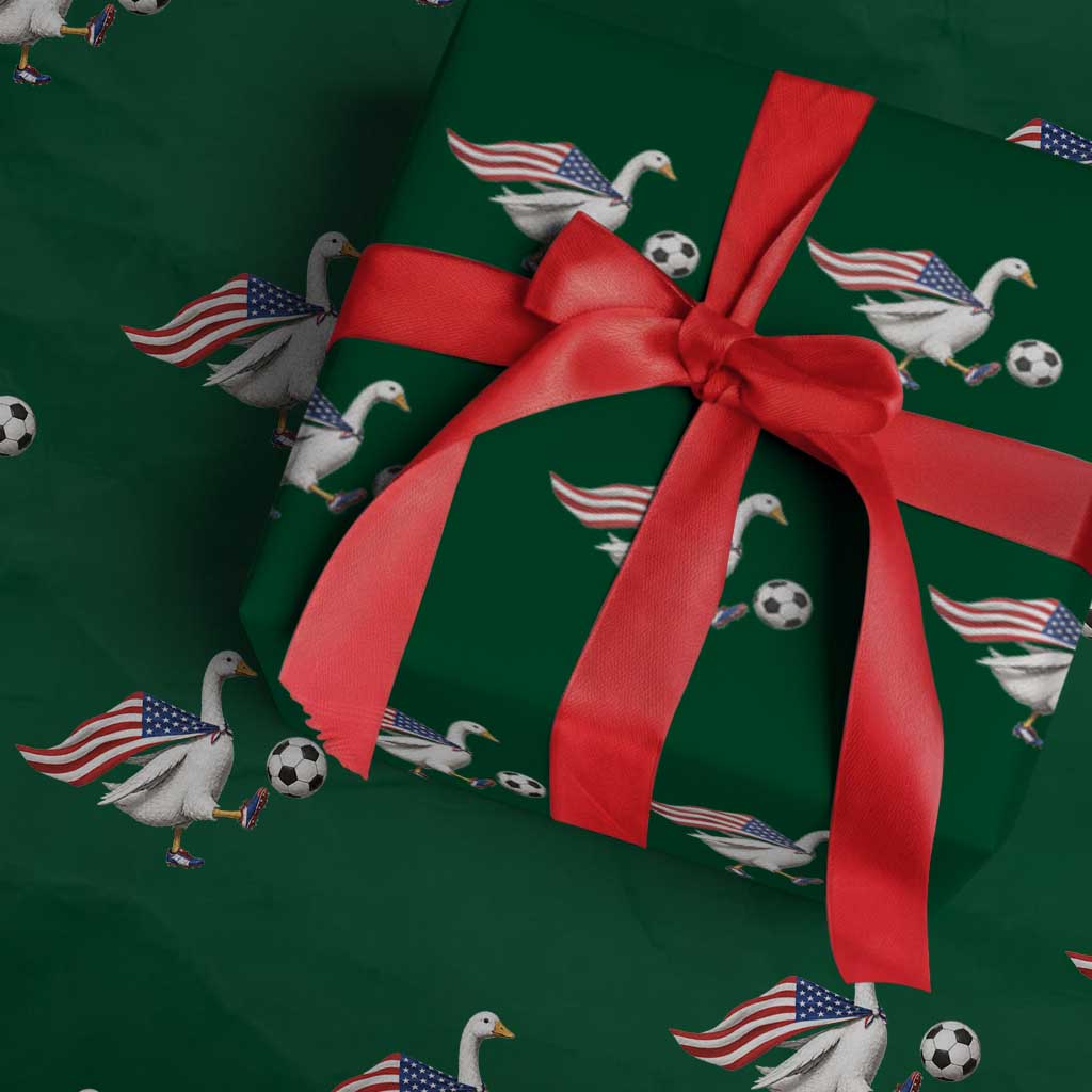 USA Soccer Goose Wrapping Paper Roll American Flag Patriotic Football Fan Graphic TS10 Green Print Your Wear