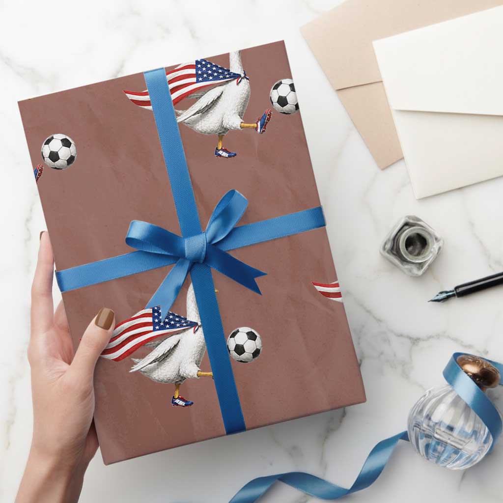 USA Soccer Goose Wrapping Paper Roll American Flag Patriotic Football Fan Graphic TS10 Mocha Print Your Wear