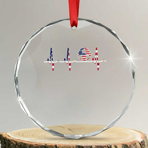 USA Soccer Heartbeat Crystal Glass Ornament American Flag Football Pulse TS12 Transparent Glass 3'' Circle Print Your Wear
