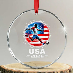 USA Soccer Patriotic Player 2026 Graphic Crystal Glass Ornament United States Football Fan Spirit