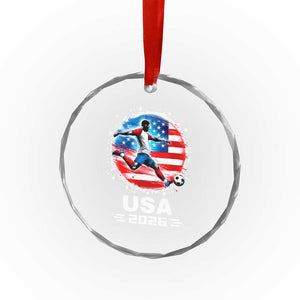 USA Soccer Patriotic Player 2026 Graphic Crystal Glass Ornament United States Football Fan Spirit