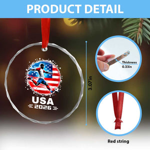 USA Soccer Patriotic Player 2026 Graphic Crystal Glass Ornament United States Football Fan Spirit