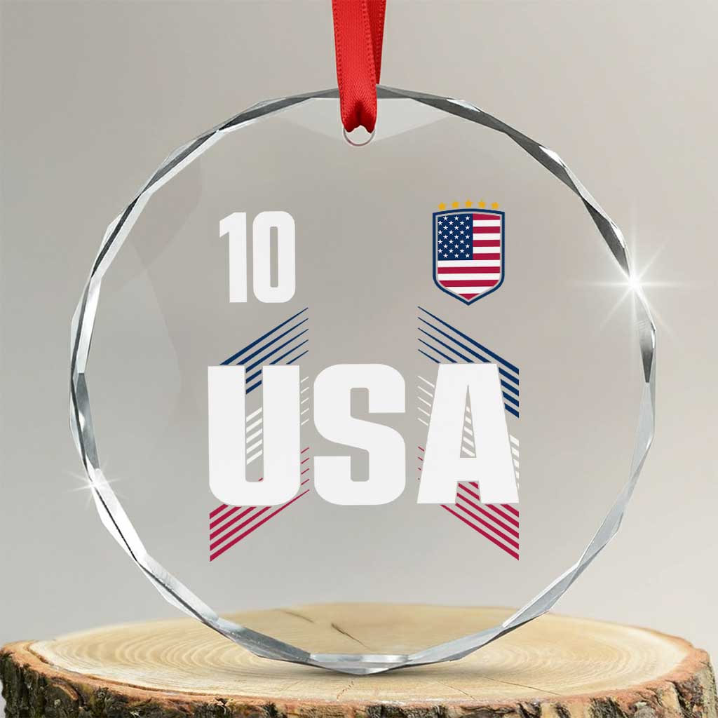 USA Soccer Sports Graphic Number 10 Jersey Style Crystal Glass Ornament Proud Fans Game Day Pride TS02 Transparent Glass 3'' Circle Print Your Wear