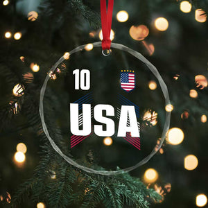USA Soccer Sports Graphic Number 10 Jersey Style Crystal Glass Ornament Proud Fans Game Day Pride